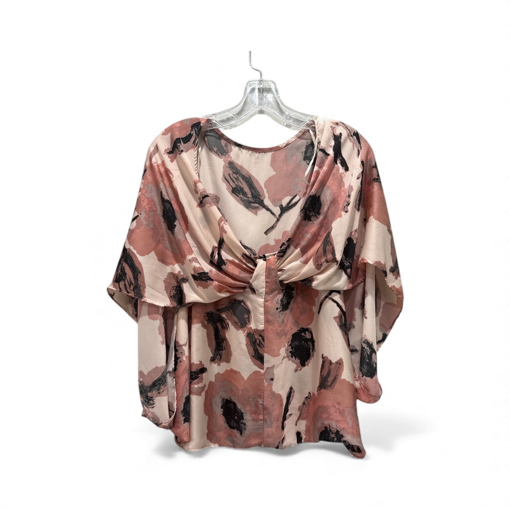 Floral Pink and Black Butterfly Sleeve Blouse M - Picture 2 of 4